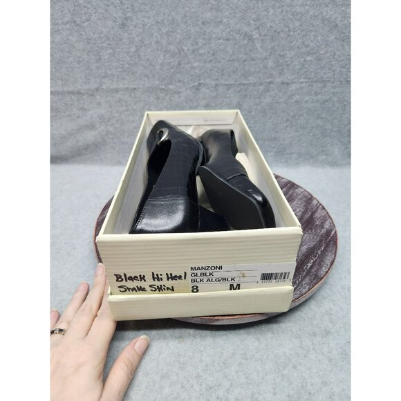 Etienne Aegner Manzoni Womens Black Croc-Embossed Leather Heels Size 8 - Picture 16 of 16